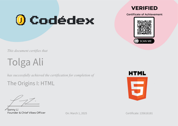 HTML Certificate